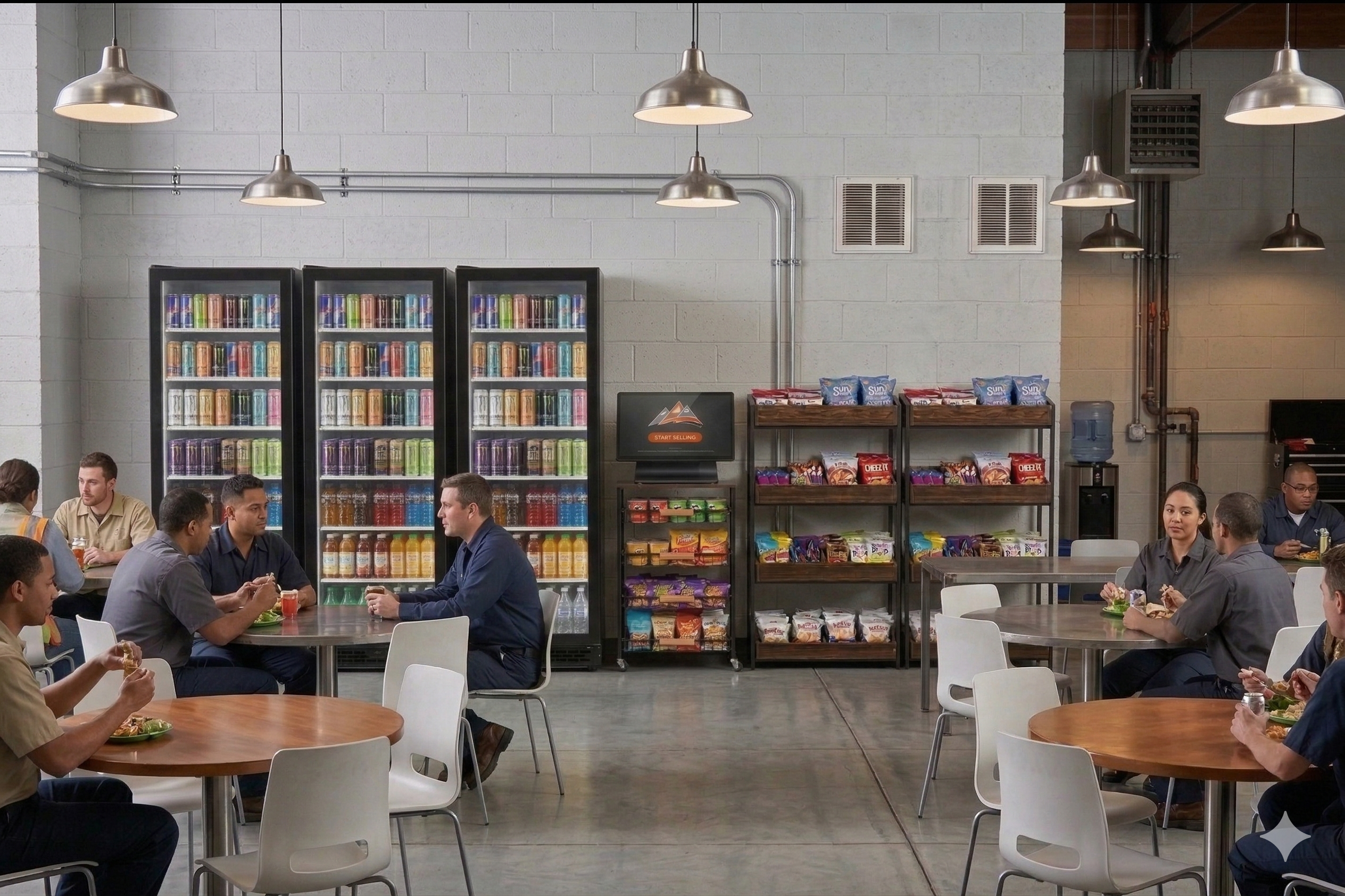 A Canyon Markets micro-market in use in a facility break room